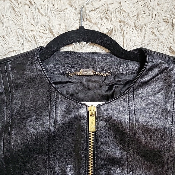 Blumarine Blugirl Black Lamb Leather Jacket Moto Motorcycle Made in Italy Medium - Picture 4 of 13